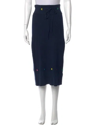 Pre-owned Staud Cutout Accent Midi Length Skirt In Blue