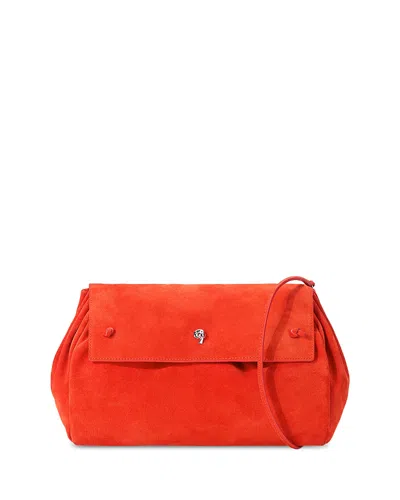 Staud Cy Leather Convertible Clutch In Orange