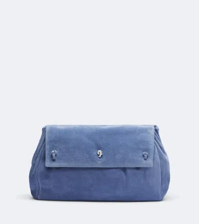 Staud Cy Medium Suede Clutch In Blau