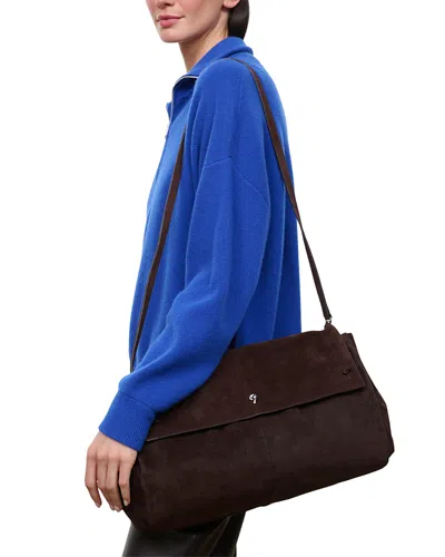 Staud Cy Oversized Suede Shoulder Bag In Burgundy