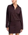 Staud Cynthia Stretch-cotton Mini Shirtdress In Brown