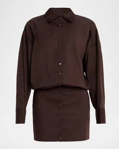 STAUD CYNTHIA STRETCH-COTTON MINI SHIRTDRESS