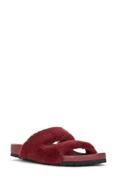 Staud Cyprus Faux Fur Slide Sandal In Pinot