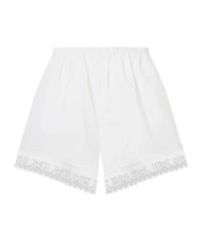 Staud Da Adolfo Brezza Cotton-blend Shorts In White