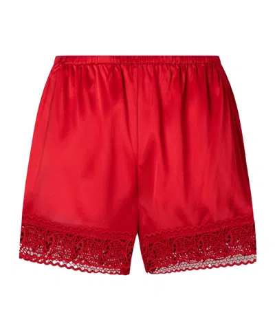 Staud Da Adolfo Paddle Silk Shorts In Red