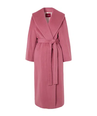 Staud Dakota Belted Coat In Pink