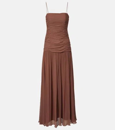 STAUD DALTON GATHERED RUCHED MAXI DRESS