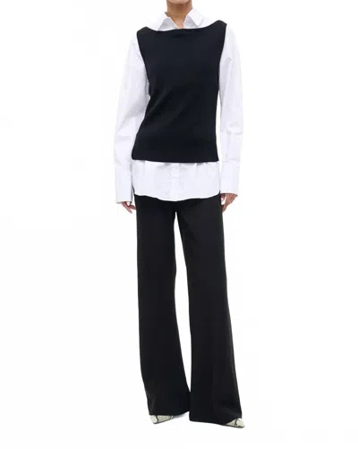Staud Damian Knit Button Down Top In Black/white In Multi