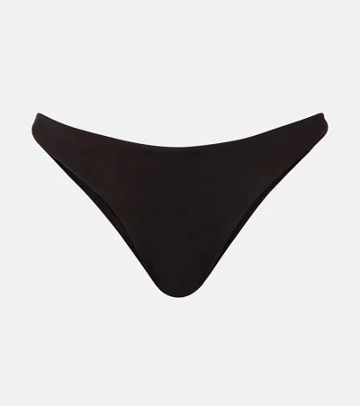 Staud Dana Satin Bikini Bottoms In Brown