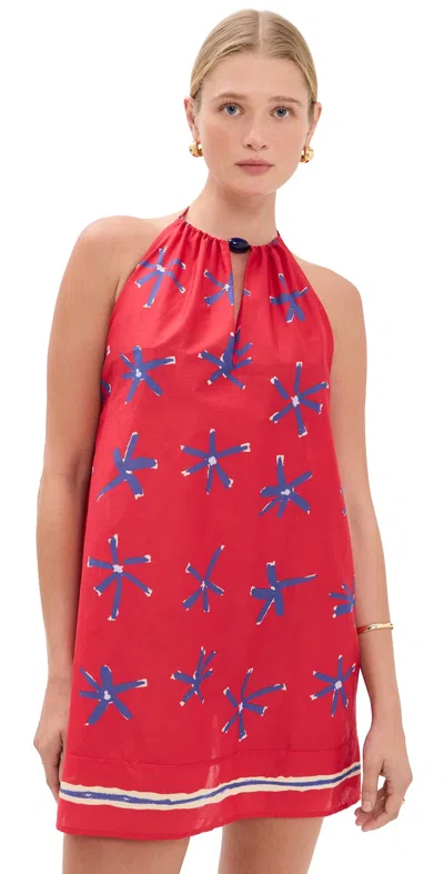Staud Dani Floral-print Cotton Mini Dress In Pink
