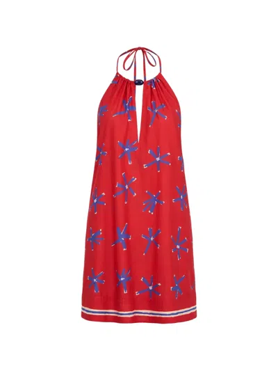 Staud Dani Halterneck Mini Dress In Red