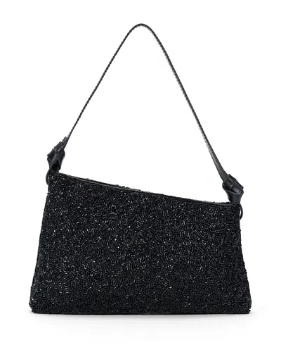 Staud Dani Mini Beaded Shoulder Bag In Black