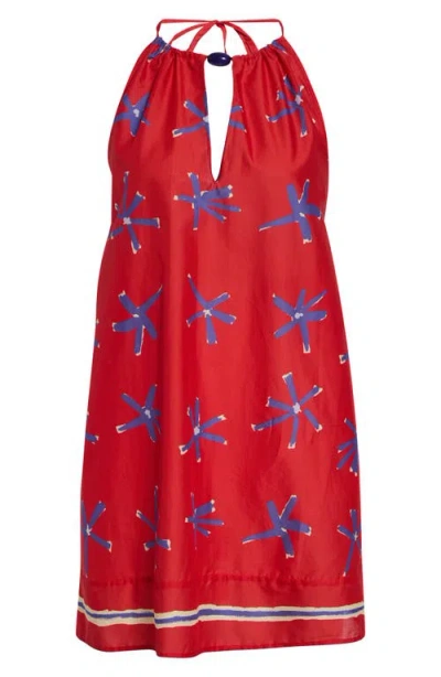 Staud Dani Floral-print Cotton Mini Dress In Pink