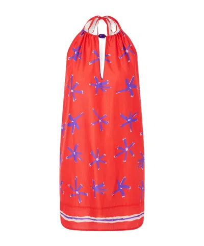 Staud Dani Printed Mini Dress In Red