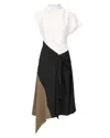Staud Davina Asymmetric Paneled Color-block Draped Crepe Dress In Multi