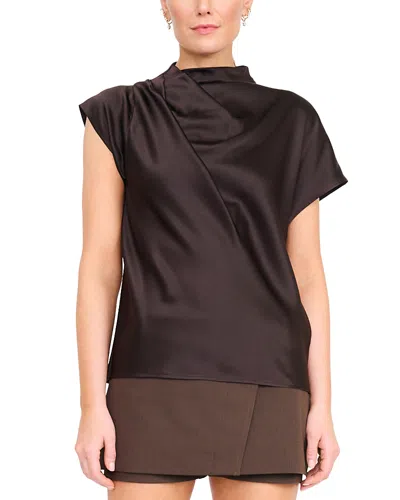Staud Davina Silk Blend Top In Brown
