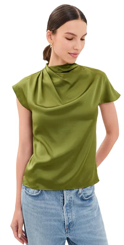 Staud Davina Silk Top Pear In Green
