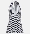 Staud Dawn Tie-neck Striped Crossover Halter Top In Blue