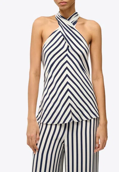 STAUD DAWN STRIPED HALTERNECK TOP