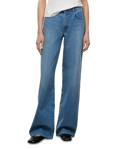 Staud Dean High Rise Straight Jeans In Archive In Blue