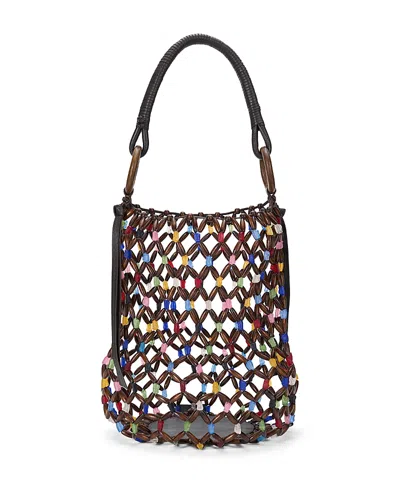 Staud Del Mar Beaded Leather Bucket Bag In Multi
