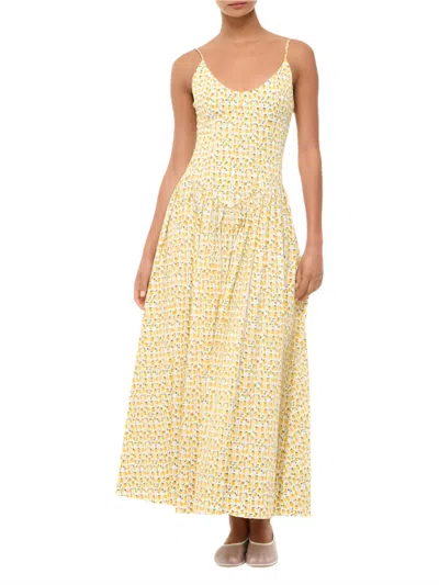 Staud Dena Floral Cotton Maxi Dress In On The Vine Golden