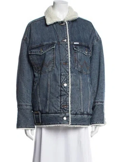 Pre-owned Staud Denim Jacket In Blue/neutrals