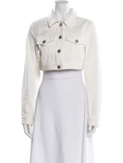 Pre-owned Staud Denim Jacket In White