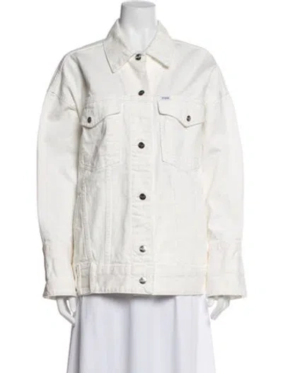 Pre-owned Staud Denim Jacket In White
