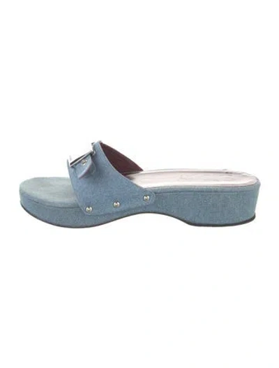 Pre-owned Staud Denim Slides In Blue