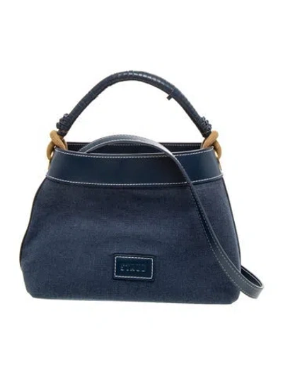 Pre-owned Staud Denim Top Handle Bag In Blue