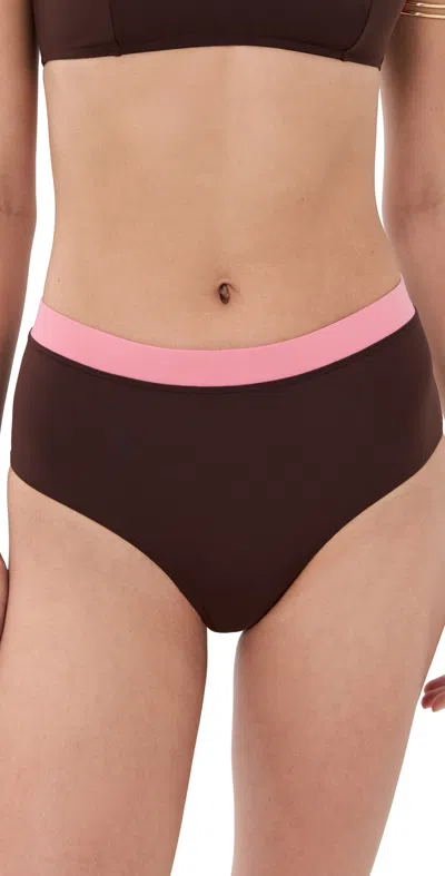 Staud Devon Bikini Bottoms Brown/colorblock