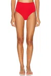 Staud Devon High Rise Bikini Bottom In Red