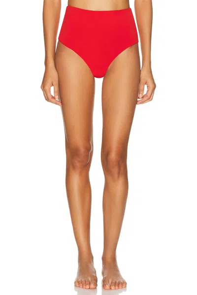 Staud Devon High Rise Bikini Bottom In Red