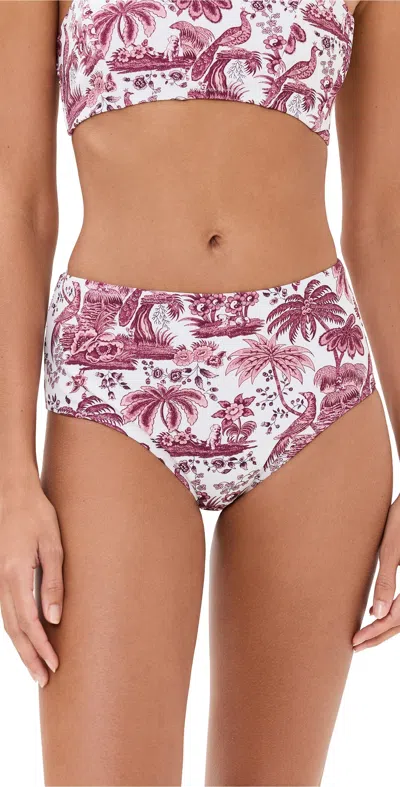 Staud Devon High Rise Bikini Bottoms Bordeaux Toile