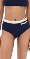 Staud Devon High Rise Bikini Bottoms Navy/ivory In Navy/ivory