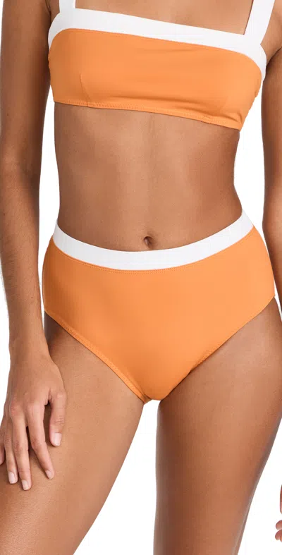 Staud Devon High Rise Bikini Bottoms In Nectarine