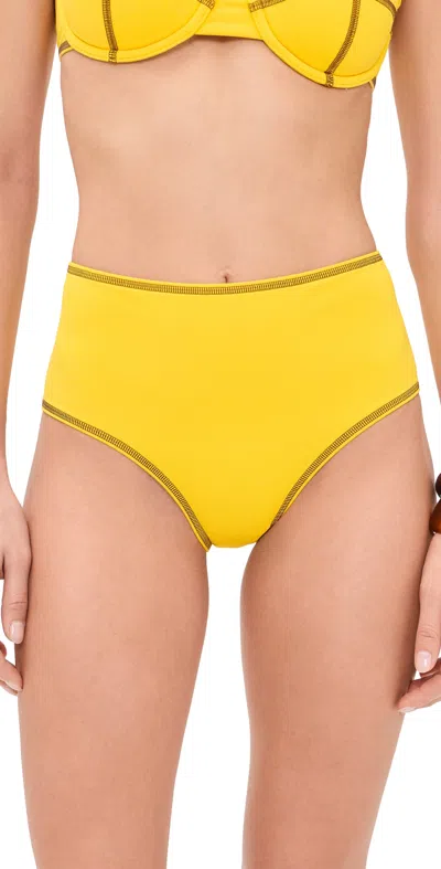 Staud Devon High Rise Bikini Bottoms Sunshine In Yellow