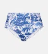 Staud Devon Printed High-rise Bikini Bottom In White