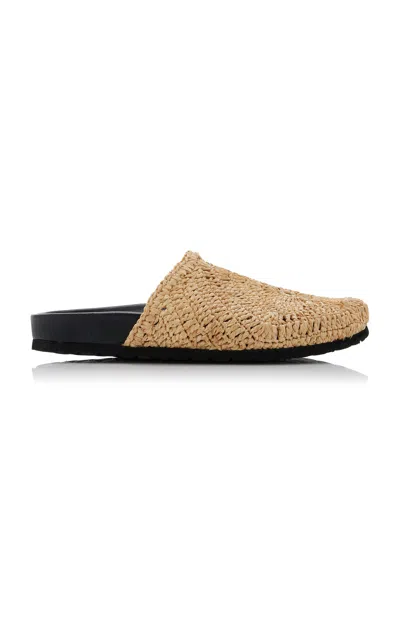 Staud Dia Raffia Slides In Tan | ModeSens