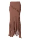 Staud Diana Ruffled Asymmetric Maxi Skirt In Brown