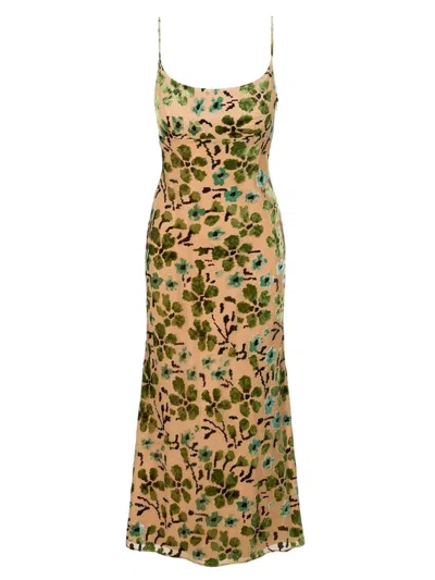 STAUD DIANNA DRESS MOSS FLORAL TAPESTRY