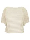Staud Didi Cotton Popeline Micro Stripes Top Tops Multicolor In Neutral
