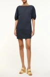 Staud Didi Puff Sleeve Minidress In Blue