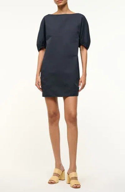 Staud Didi Puff Sleeve Minidress In Blue