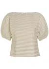 Staud Didi Cotton Popeline Micro Stripes Top Tops Multicolor In Multi