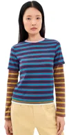 Staud Dillon Tee Potter Stripe Multi In Blue