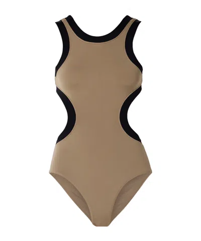 Staud Dolce Backless Swimsuit In Brown