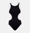 Staud Dolce Open-back Two-tone Swimsuit In Black