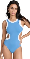 Staud Dolce One Piece Azure/white In Azure/white